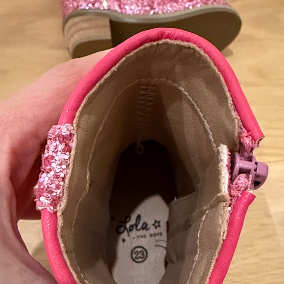 Lola + the Boys NWOT STUNNING Pink Glitter Boots - Picture 3 of 3